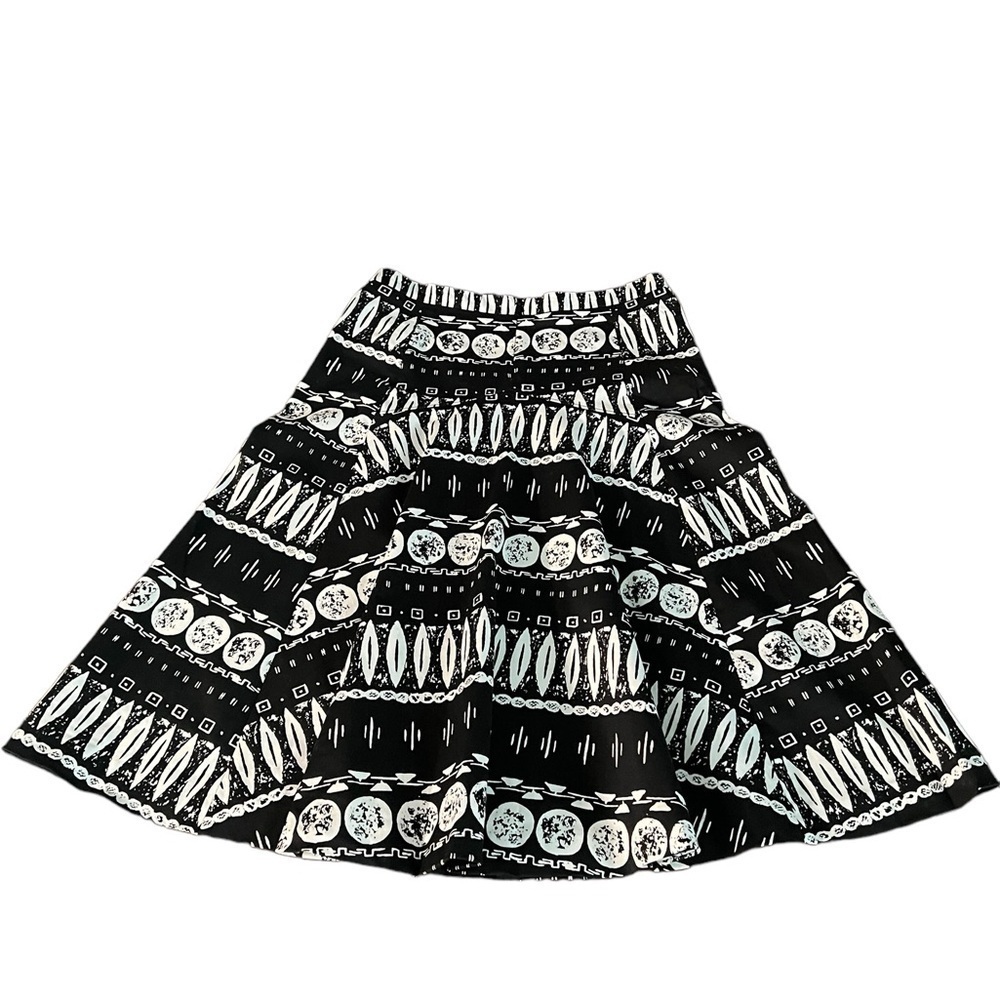 VERONICA BEARD WOODBLOCK PRINT FLARED A-LINE SKIRT SIZE 6 - Picture 11 of 12